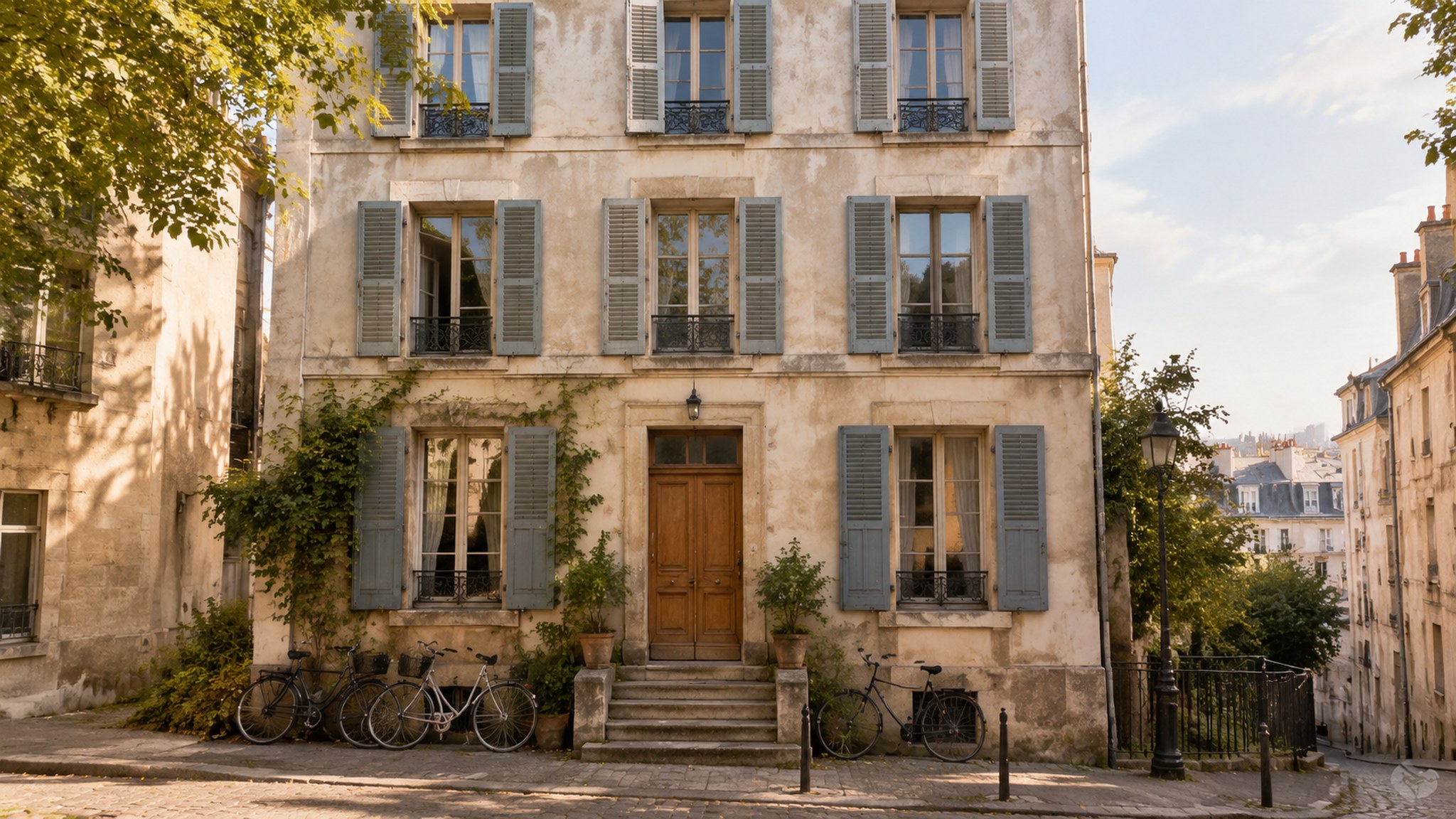 Street facade of a small townhouse youth hostel